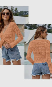 Griffin Sexy Cutout Drawstring Pleated Crop Top
