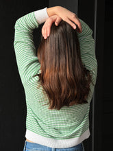 Unoe Apple Mint Mini Stripe Round Neck Cardigan