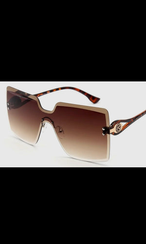 Harlee Rimless Square One Piece Lens Plastic Sunglasses