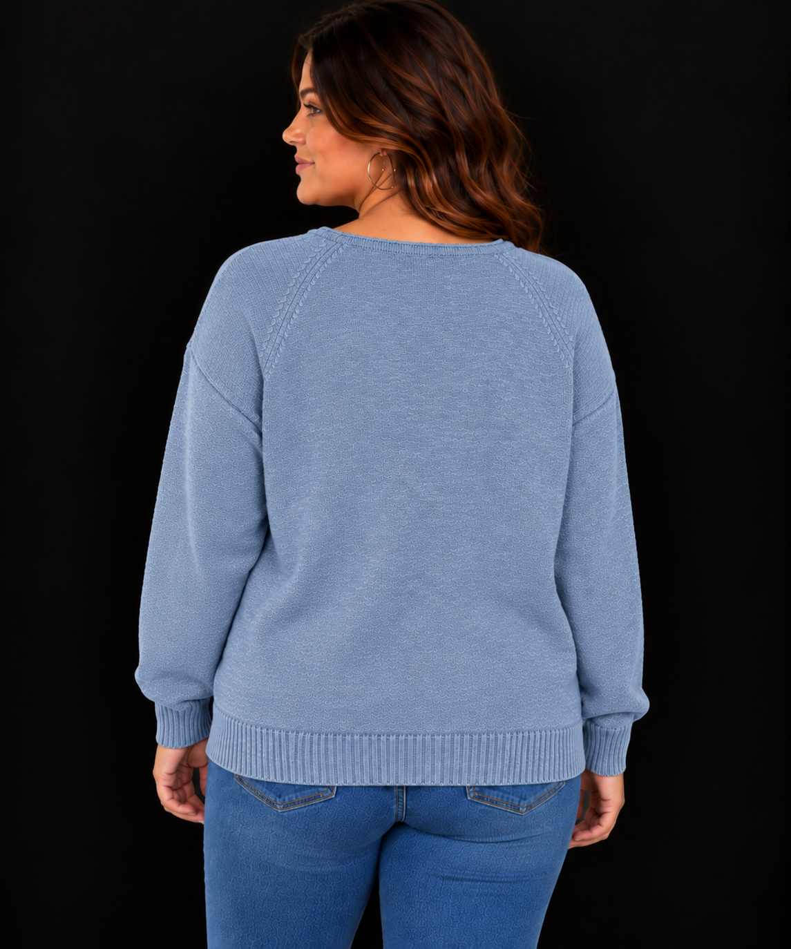 Blakely Plus Slate Blue Cotton Slub Sweater