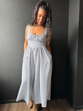 Clara Stripe Sleeveless Corset Detail Midi Dress