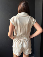 Cooper Stripe Zip-Front Drawstring Knit Romper