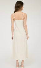 Gi Oatmeal Spaghetti Strap Button Down Front Tie Midi Dress