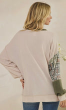 Awina Patchwork Knit Long Sleeve Pullover Top
