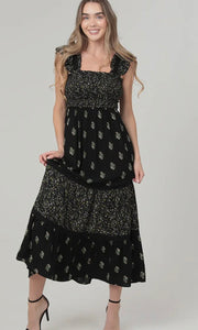 Peyton Cap Sleeve Maxi Dress W Alternating Tiers