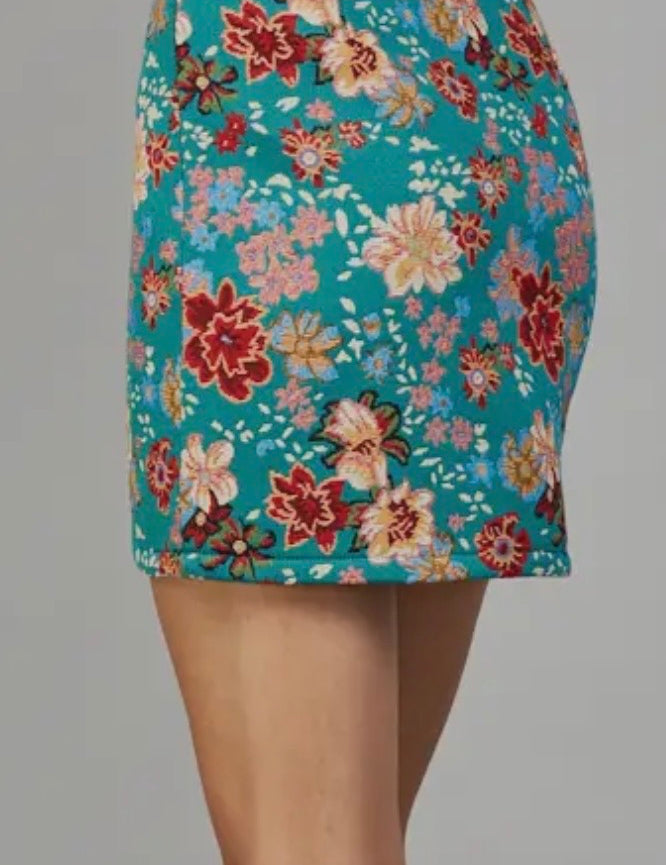 Hattie Jacquard Fabric Asymmetrical Hem Mini Skirt