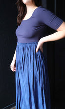 Perla Blueberry Scoop Neck Pleated Skirt Ballet Dress