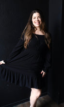 Ori Black Smocked Waist Ruffle Mini Dress