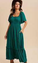 Lilith Emerald Swiss Dot Flutter Sleeve Maxi