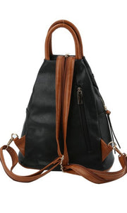 Blake-Black Vegan Leather One & Double Strap Crossbody Backpack