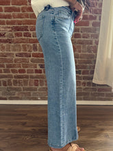 Umeko Mid Rise Seam Detail Front Slit Hem Wide Jeans