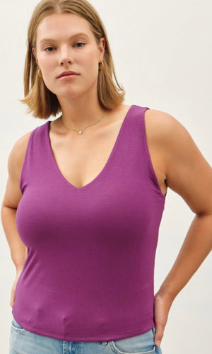 Brooke Plus Purple V Neck Tank