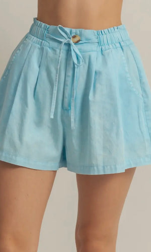 Dawn Aqua Blue High Waist Drawstring Shorts