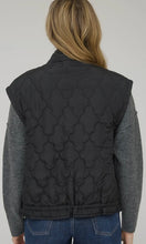 Naomi Black Tie Detail Snap Button Down Quilted Puffer Vest