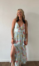 Olva V Neck Twist Front Cut Out Ruffle Slits Maxi Dress