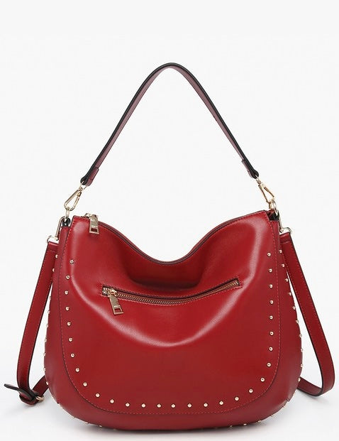 Aurelia Studded Hobo W/ Crossbody Strap
