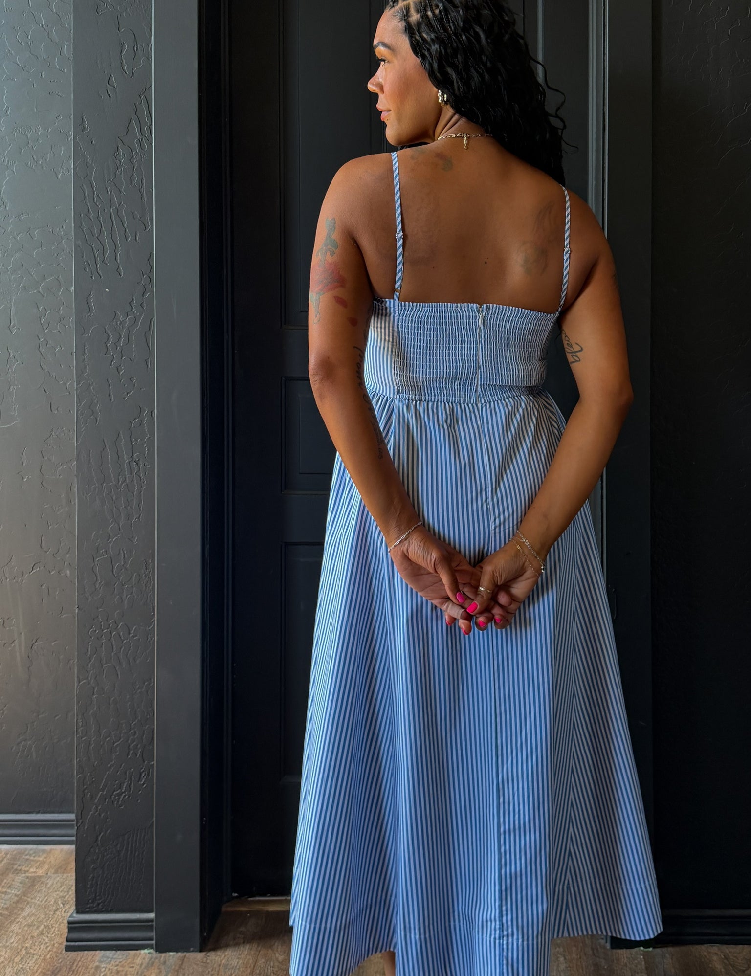 Kiara Bluebell Stripe Midi Dress