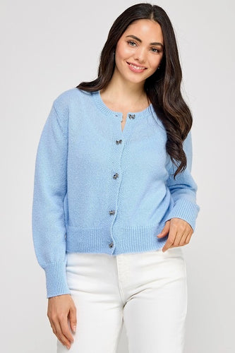 Margot Knitted Cardigan with Bow Detail Buttons