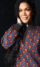 Preston Floral Mock Neck Half Zip Pullover Sweater