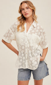 Gush Floral Lace Button Down
