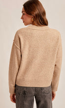 Mariah Front Bottom Slit Crew Neck Sweater Top