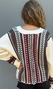 Maverick Ethnic Motif V-neck Cardigan