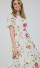 Lillie Ivory Floral Short Sleeve Tiered Midi Dress