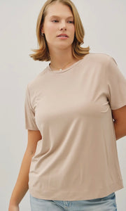 Esme Plus  Taupe Size Bamboo/Modal Basic Short Sleeve T-Shirt