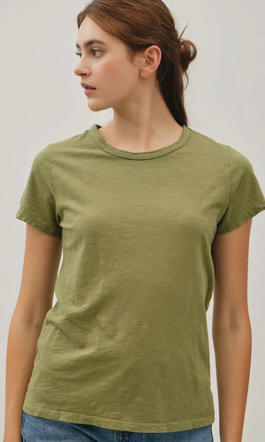 Louie Olive Garment Dyed Cotton Slub Tee