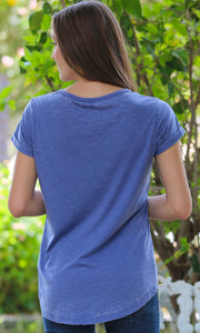 Charlina Blue Burnout 1 Pocket T-shirt