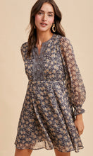 Leandra Midnight Daffodil Floral Lace Inset Mini Dress