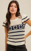 Eva Crochet Pattern Striped Ruffle Knit Top