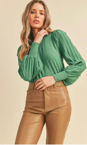 Penny Rosemary Green Classic Stripe Texture Pullover
