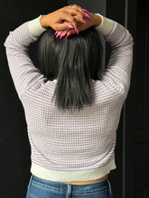 Unoe Lilac Mini Stripe Round Neck Cardigan