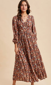 Lola Mocha Mousse Floral Cotton Maxi Dress