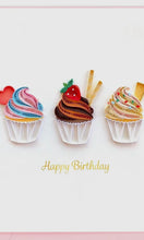 Quilled Birthday Cup Cake Trio Card
