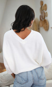 Coco Ivory V Neck Dolman Sleeve Pullover Sweater