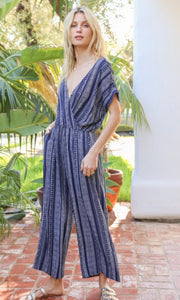 Amilea Navy Tribal Boho Print Pocket Romper Jumpsuit