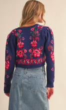 Kelly Floral Knit Tie-front Cropped Sweater Cardigan