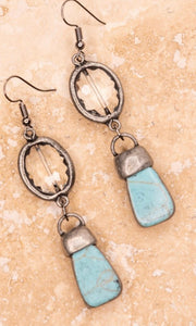 Pica Jade Stone Crystal Drop Earrings