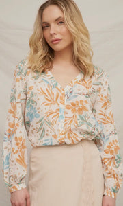 Kardash V Neck Button Down Long Sleeve
