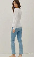 Isaac Off White Modal Classic Ribbed U Neck Long Sleeve Basic Top