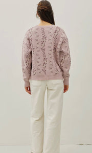 Promise Blush Cozy Floral Jacquard Sweater Top