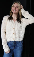 Quennel Lacey Open Knit Button Front Cardigan Sweater