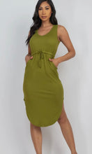 Hollie Olive Drawstring Sleeveless Midi Dress