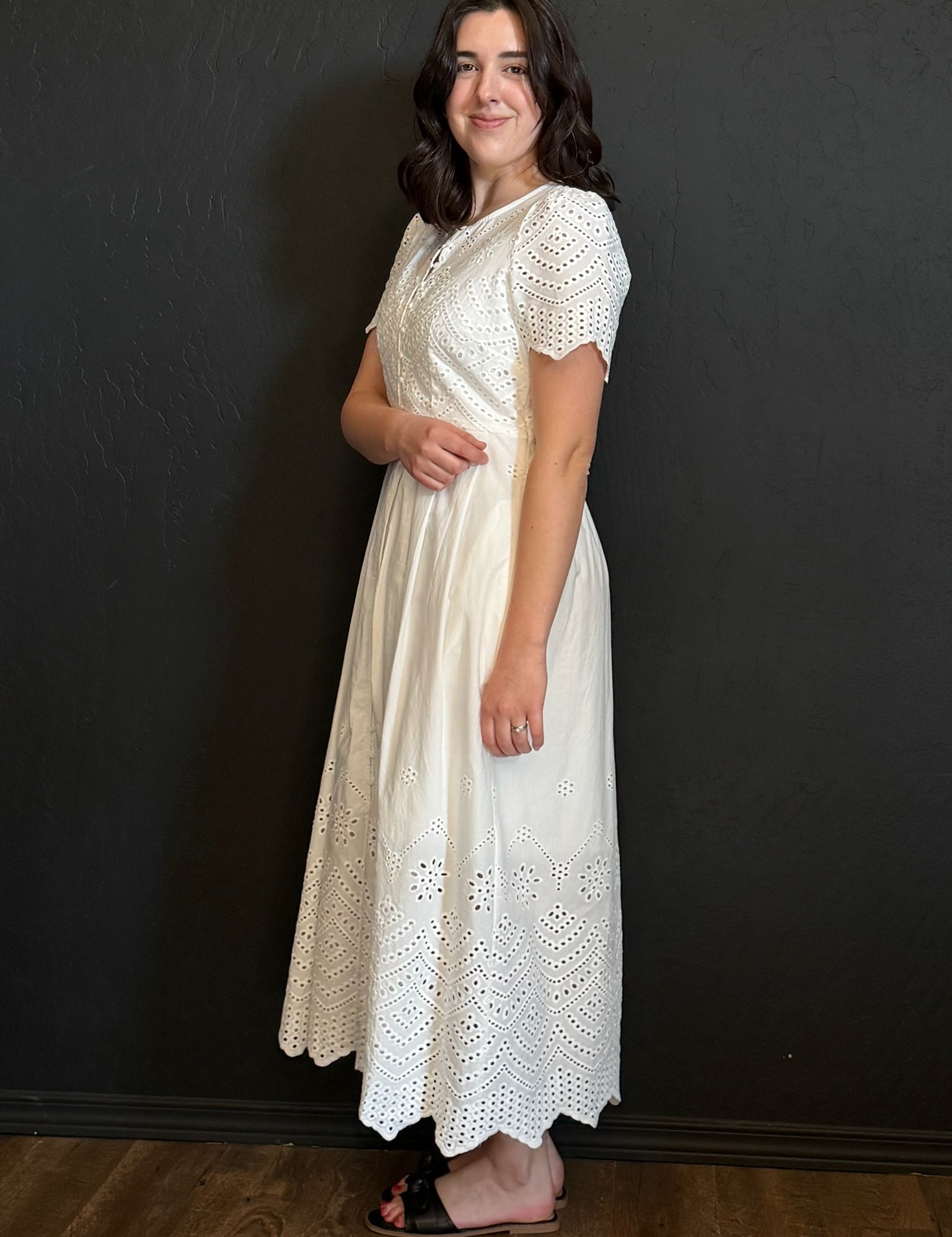 Dariel Eyelet Button Down Dress