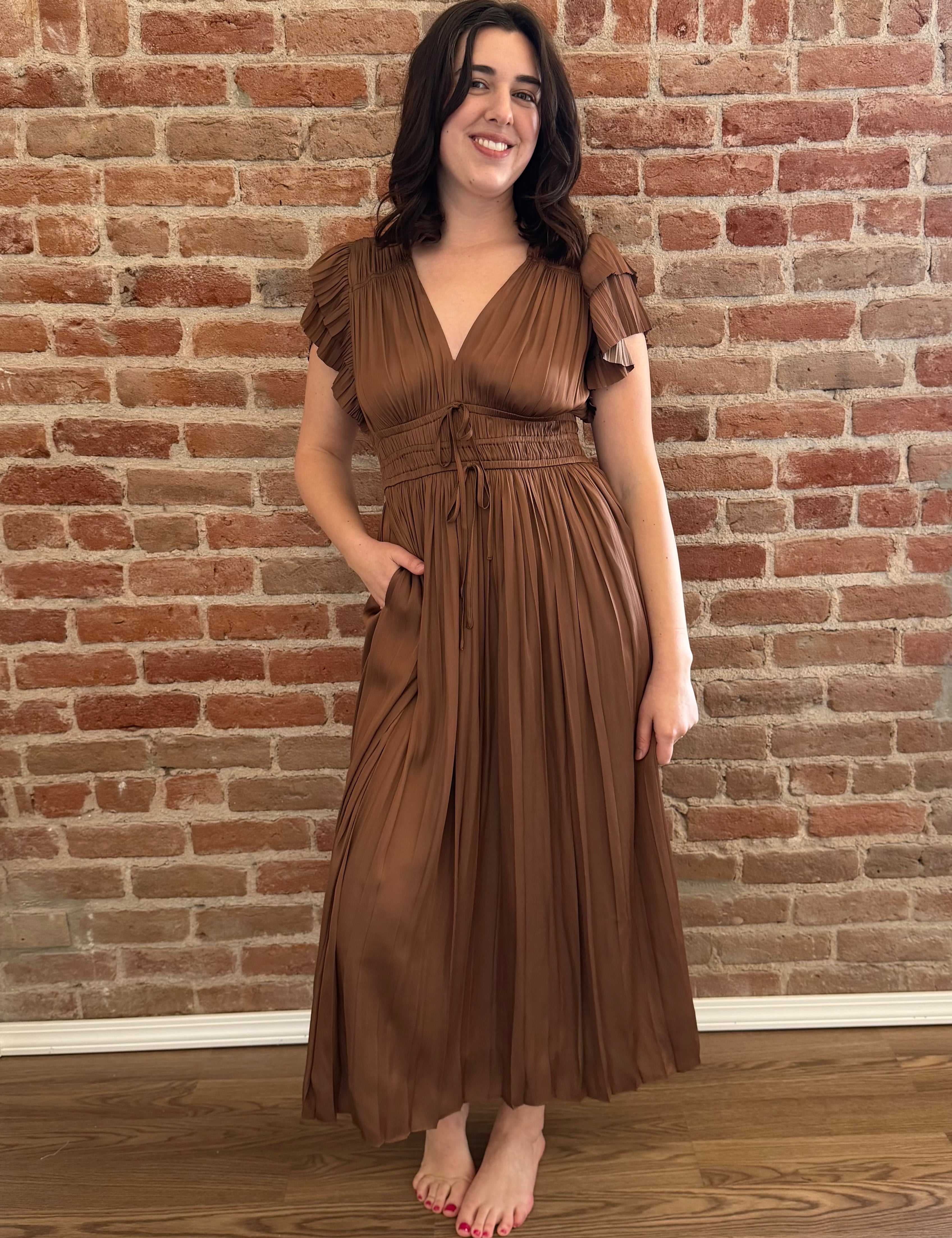 brown dresses for wedding guest Mismatched Brown Mermaid Maxi Long Wedding Guest Bridesmaid Dresses,WG –  Wish Gown main image 0