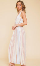 Asta Blue Multi Stripe Drawstring Waist Maxi Dress