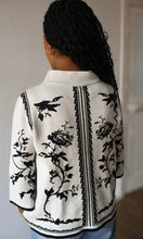 Honey Contrast Border Pattern Jacquard Knit Mock Neck Sweater