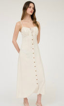 Gi Oatmeal Spaghetti Strap Button Down Front Tie Midi Dress